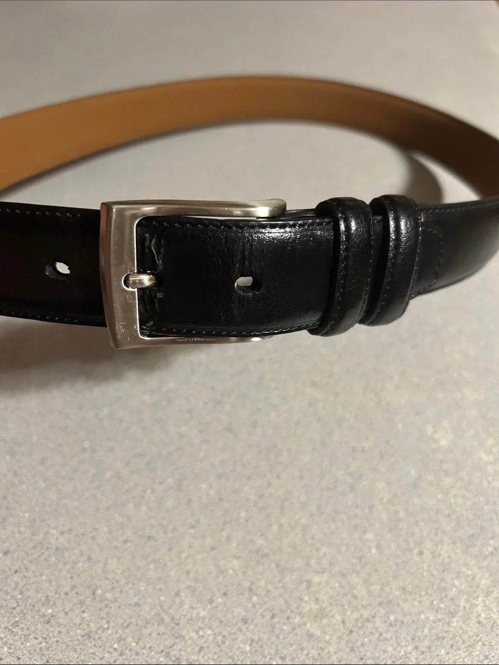 32/30 Coated Black Leather Belted